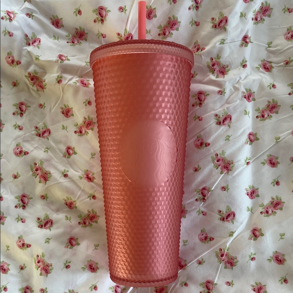 Starbucks Textured Pink Tumbler with Straw